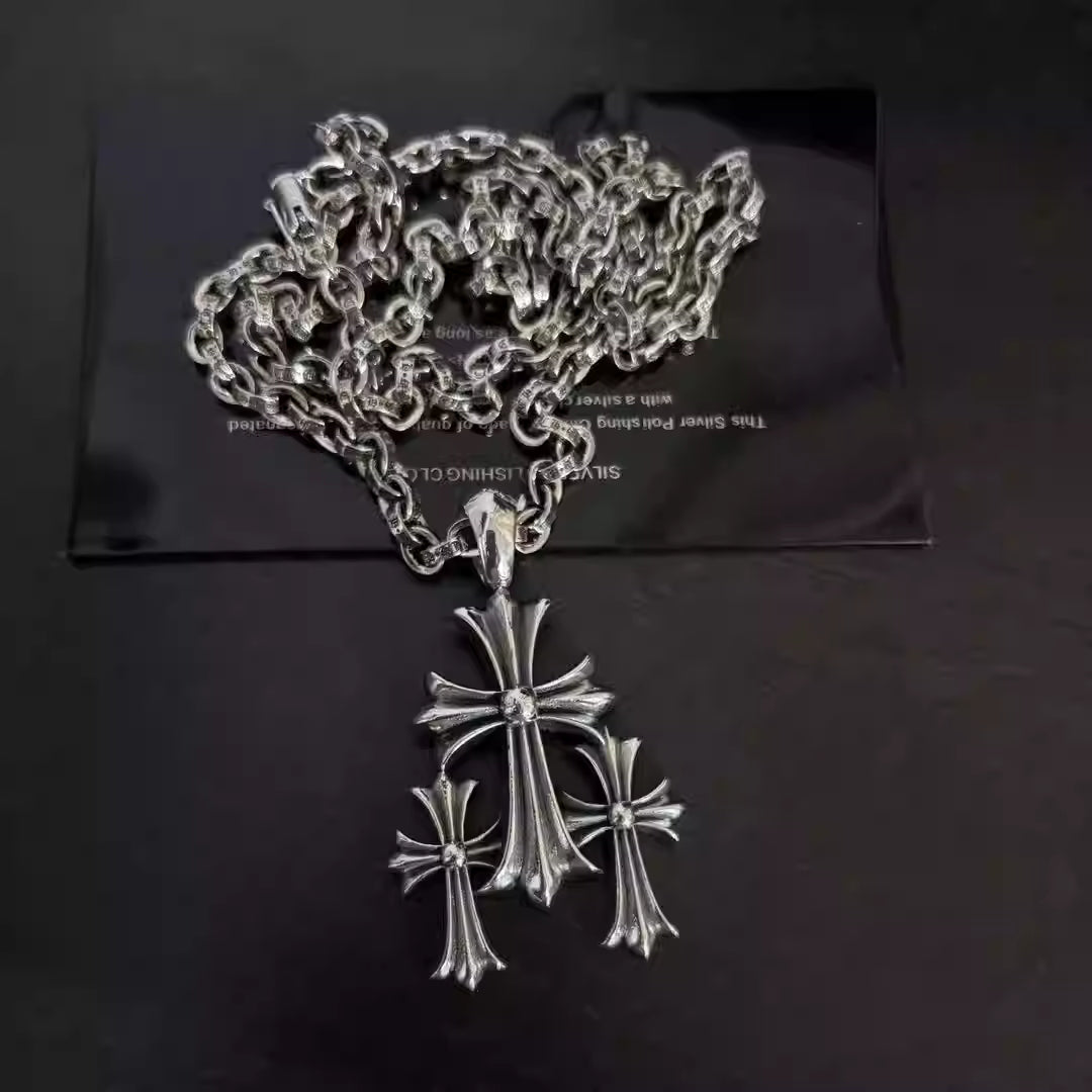 S925 Silver Triple Cross Pendant Necklace™
