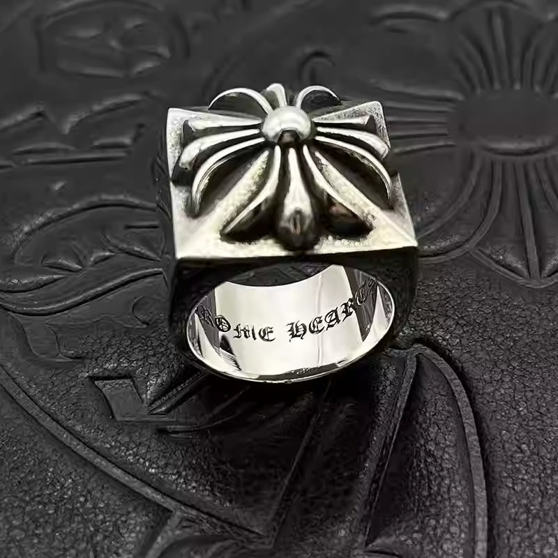S925 Silver Flower Square Signet Ring™