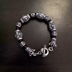 S925 Silver Cross Motif Black Leather Bracelet™