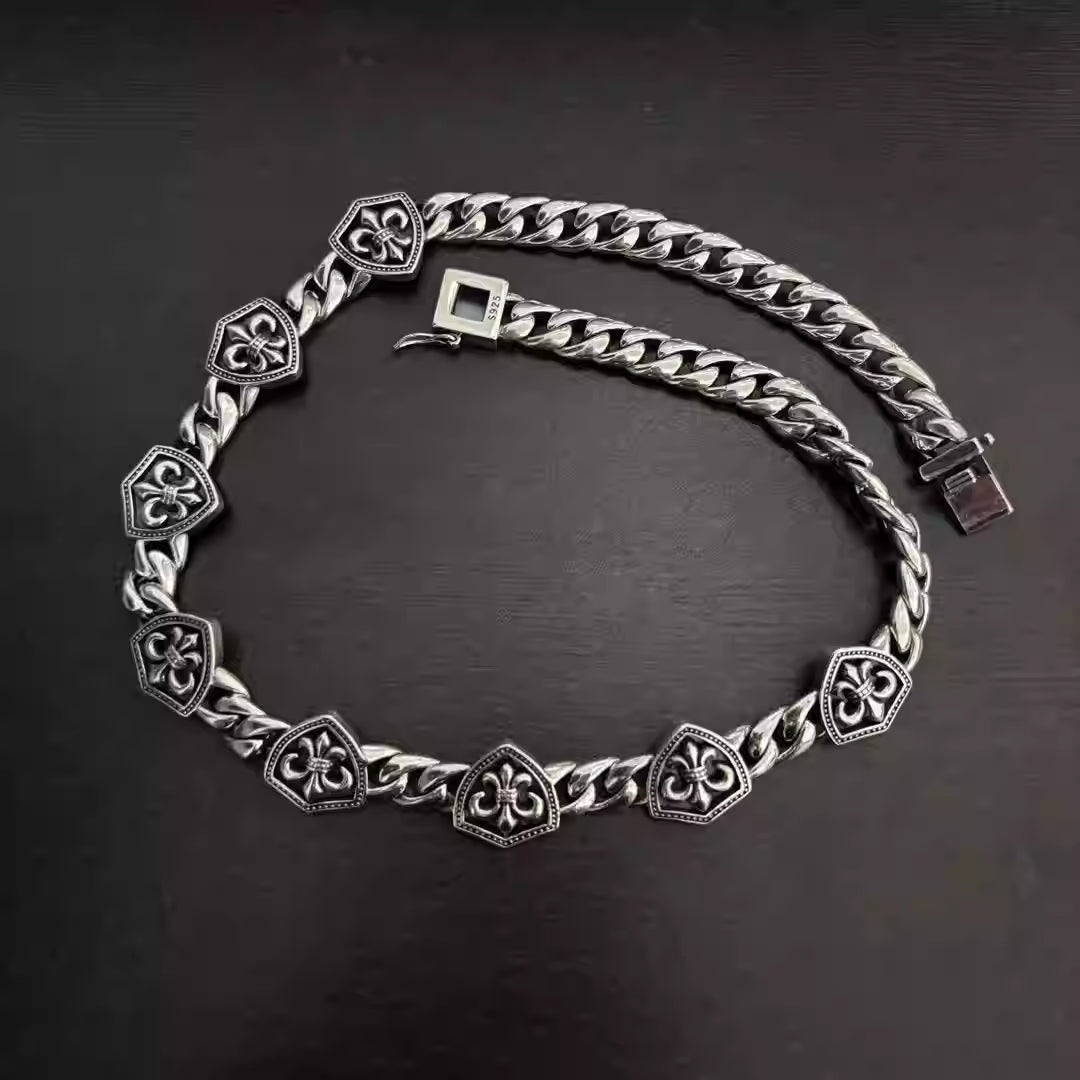 S925 Silver Fleur De Lis Shield Necklace™