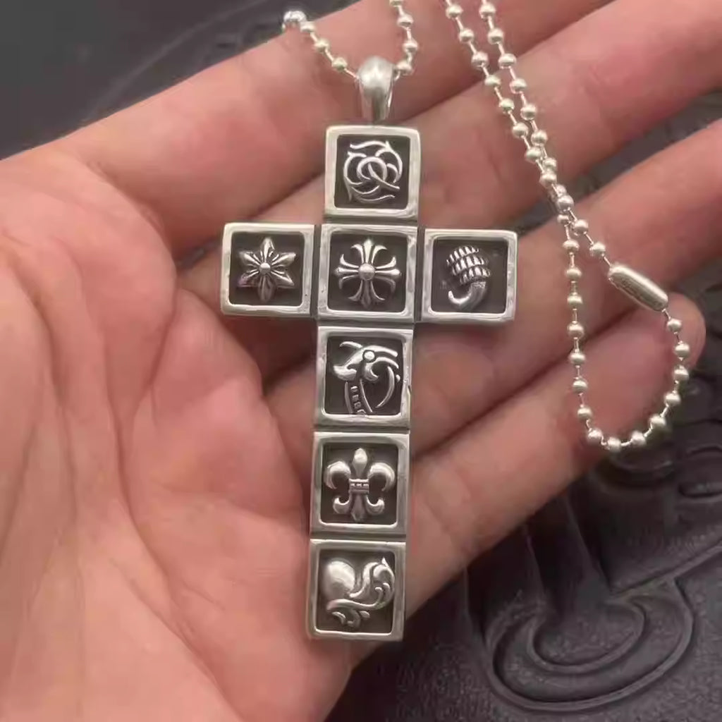 S925 Silver Mixed Icon Cross Pendant Necklace™