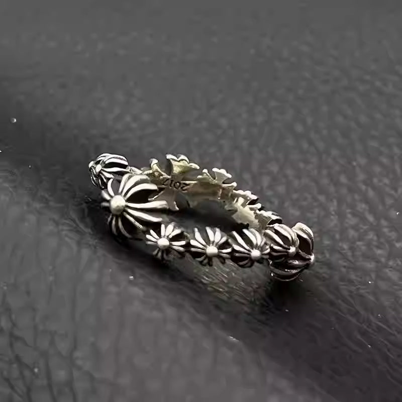 S925 Silver Flower Link Band Ring™