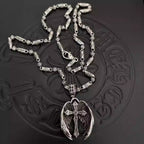 S925 Silver Winged Cross Pendant Barrel Link Necklace™