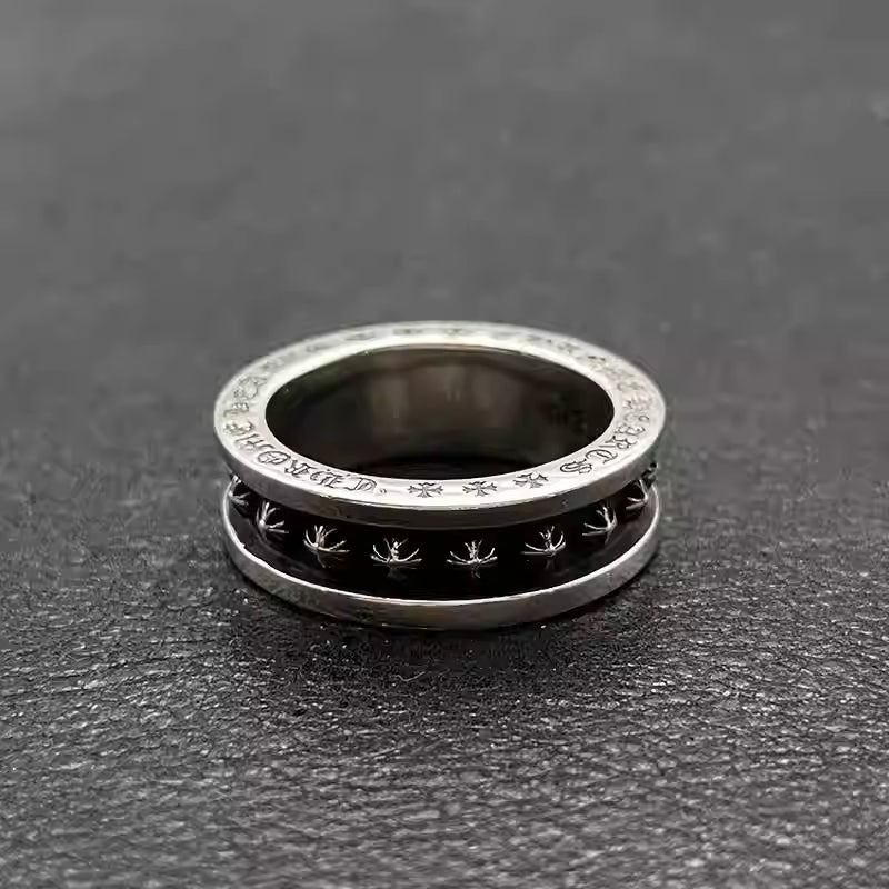 S925 Silver Black Inlay Cross Band Ring™