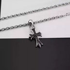 S925 Silver Black Stone Flared Cross Necklace™