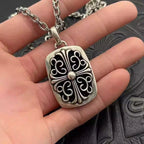 S925 Silver Black Inlay Ornate Cross Pendant Necklace™