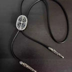 S925 Silver Cross Emblem Adjustable Leather Cord Necklace™