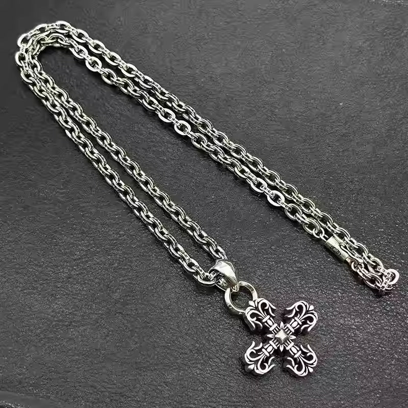 S925 Silver Fleur De Lis Cross Pendant Necklace™