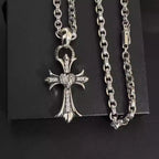 S925 Silver Crystal Heart Center Cross Pendant Necklace™