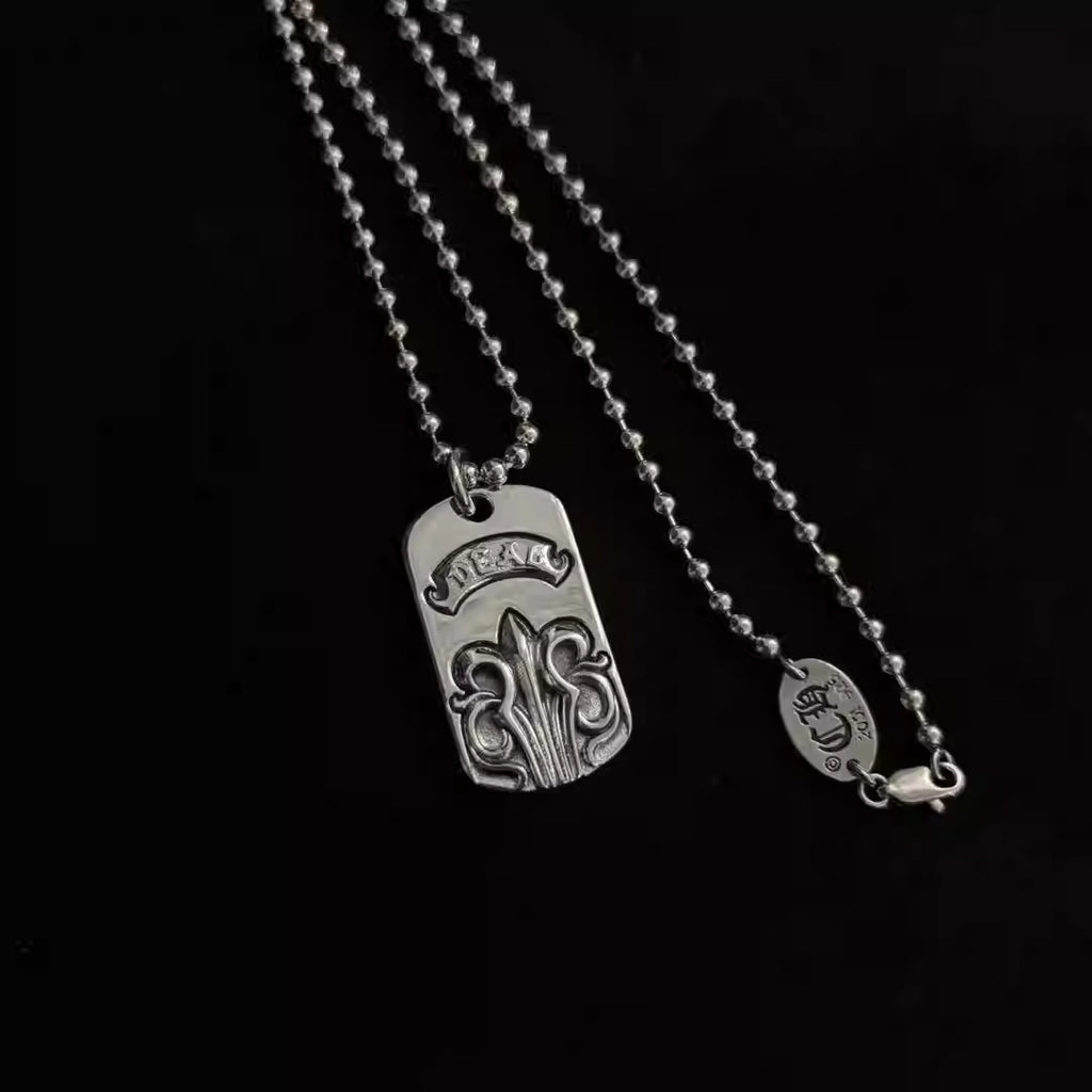 S925 Silver Fleur De Lis Dog Tag Necklace™
