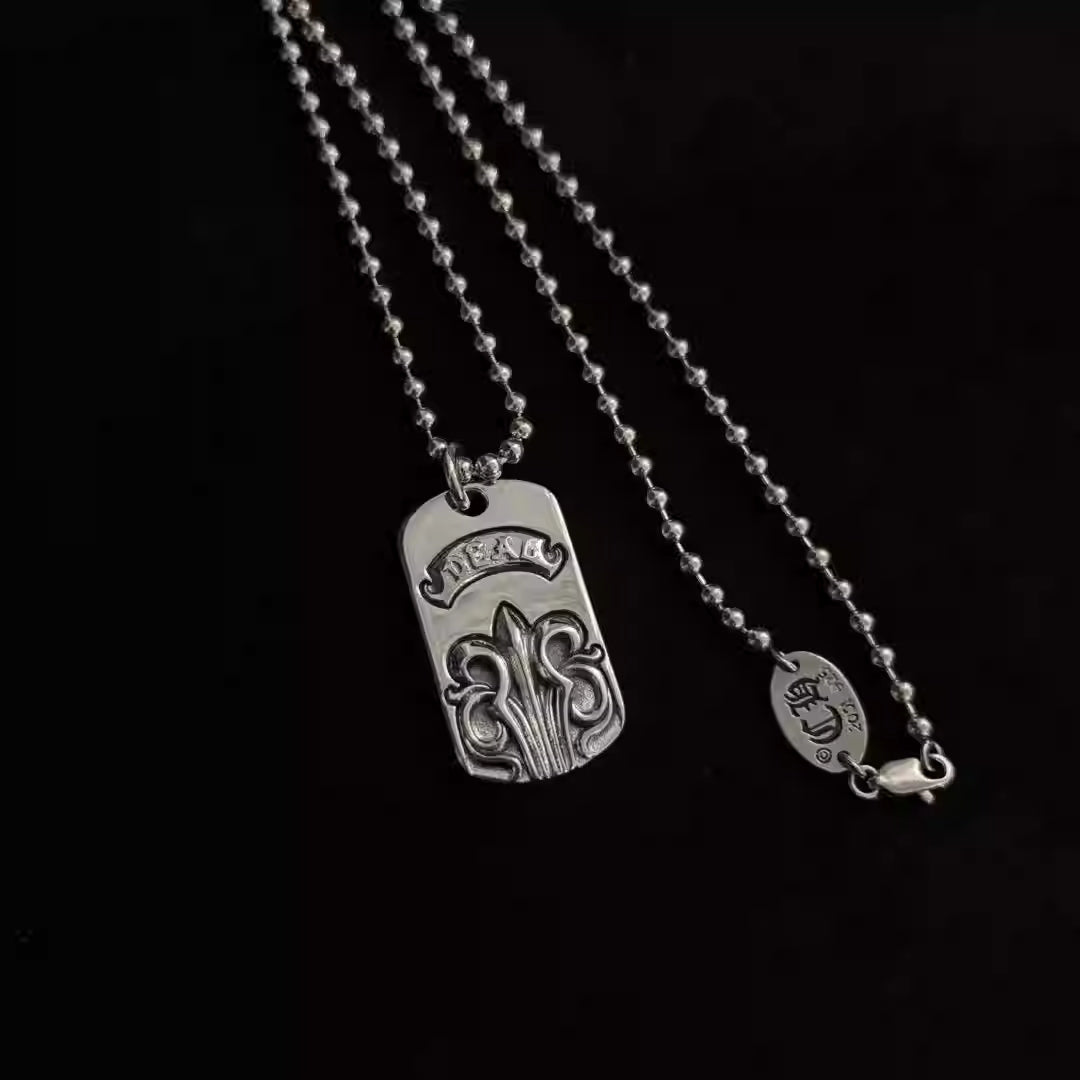 S925 Silver Fleur De Lis Dog Tag Necklace™
