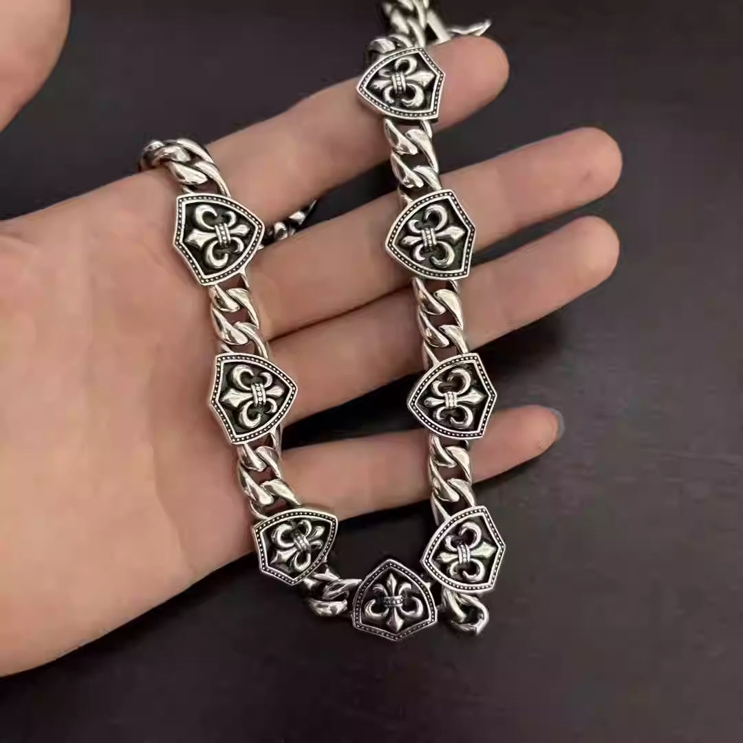 S925 Silver Fleur De Lis Shield Necklace™