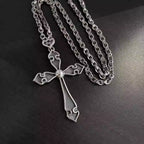 S925 Silver Ornate Cutout Cross Pendant Necklace™