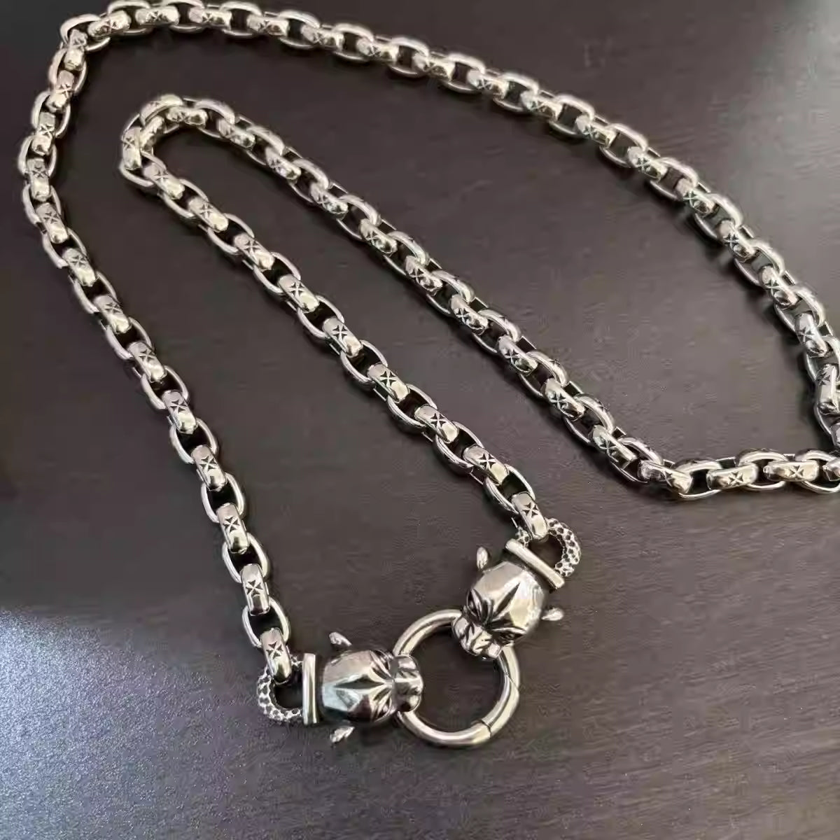 S925 Silver Double Leopard Head Link Necklace™