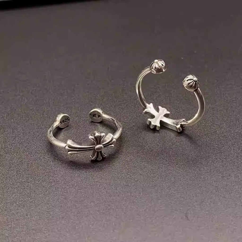 S925 Silver Sideways Cross Open Ring™