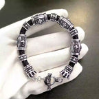 S925 Silver Cross Motif Black Leather Bracelet™