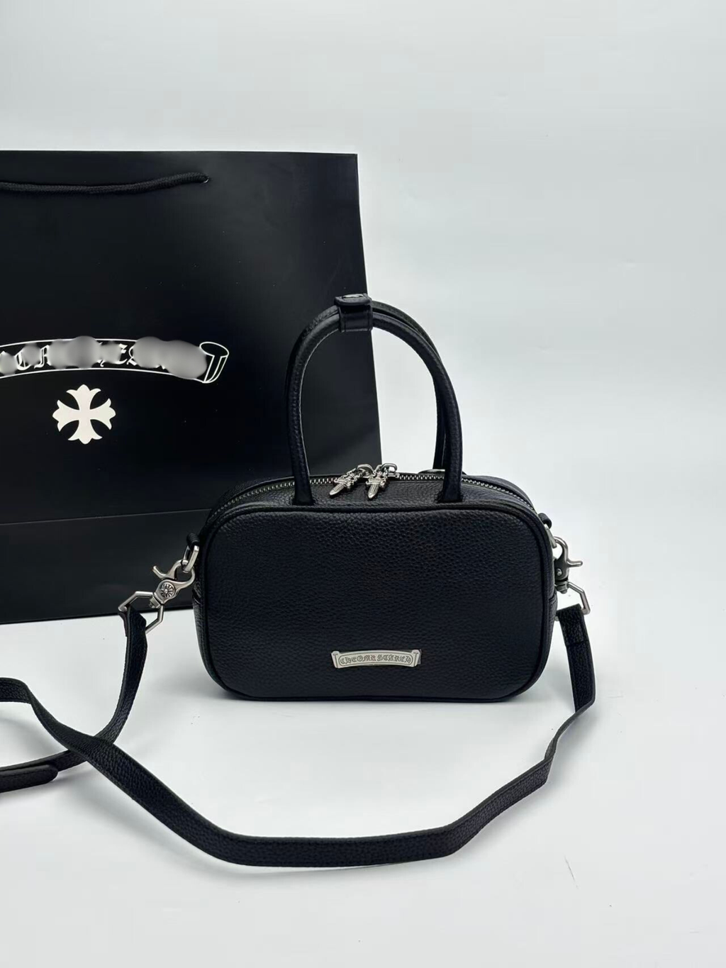 Horse Shoe Logo Black Leather Mini Handbag™