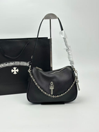 Silver Dagger Black Leather Handbag™