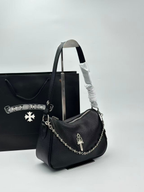 Silver Dagger Black Leather Handbag™