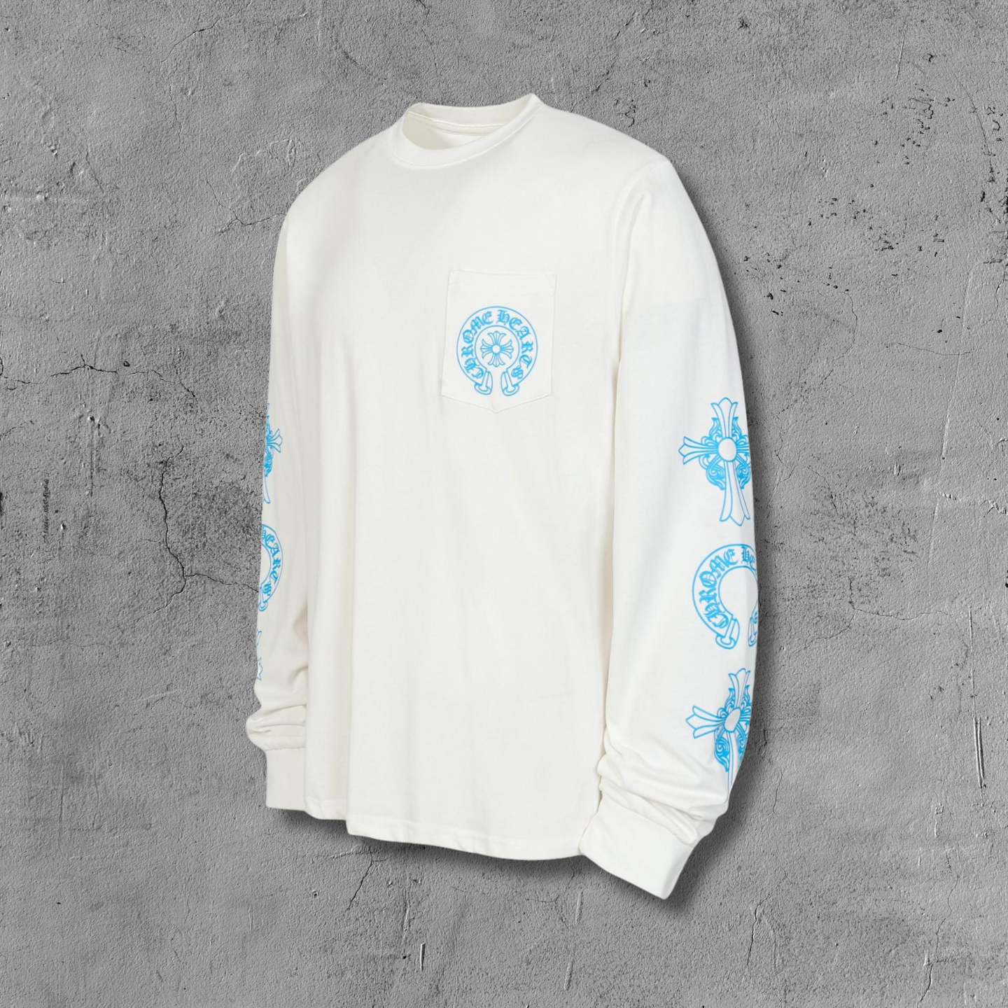 Blue Triple Cross White Long Sleeve™