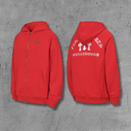 Hollywood White Triple Cross Red Full Zip Hoodie™