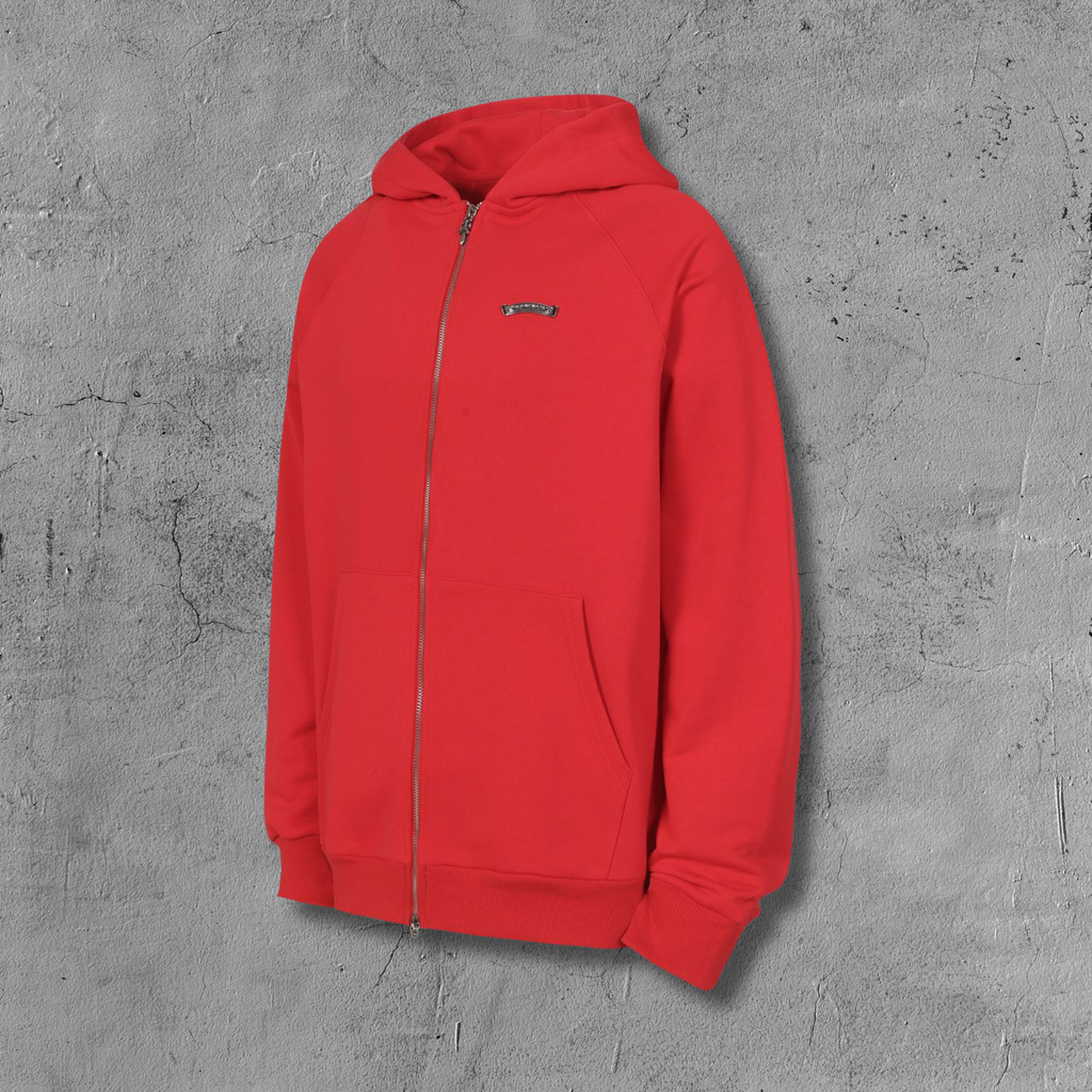 Hollywood White Triple Cross Red Full Zip Hoodie™