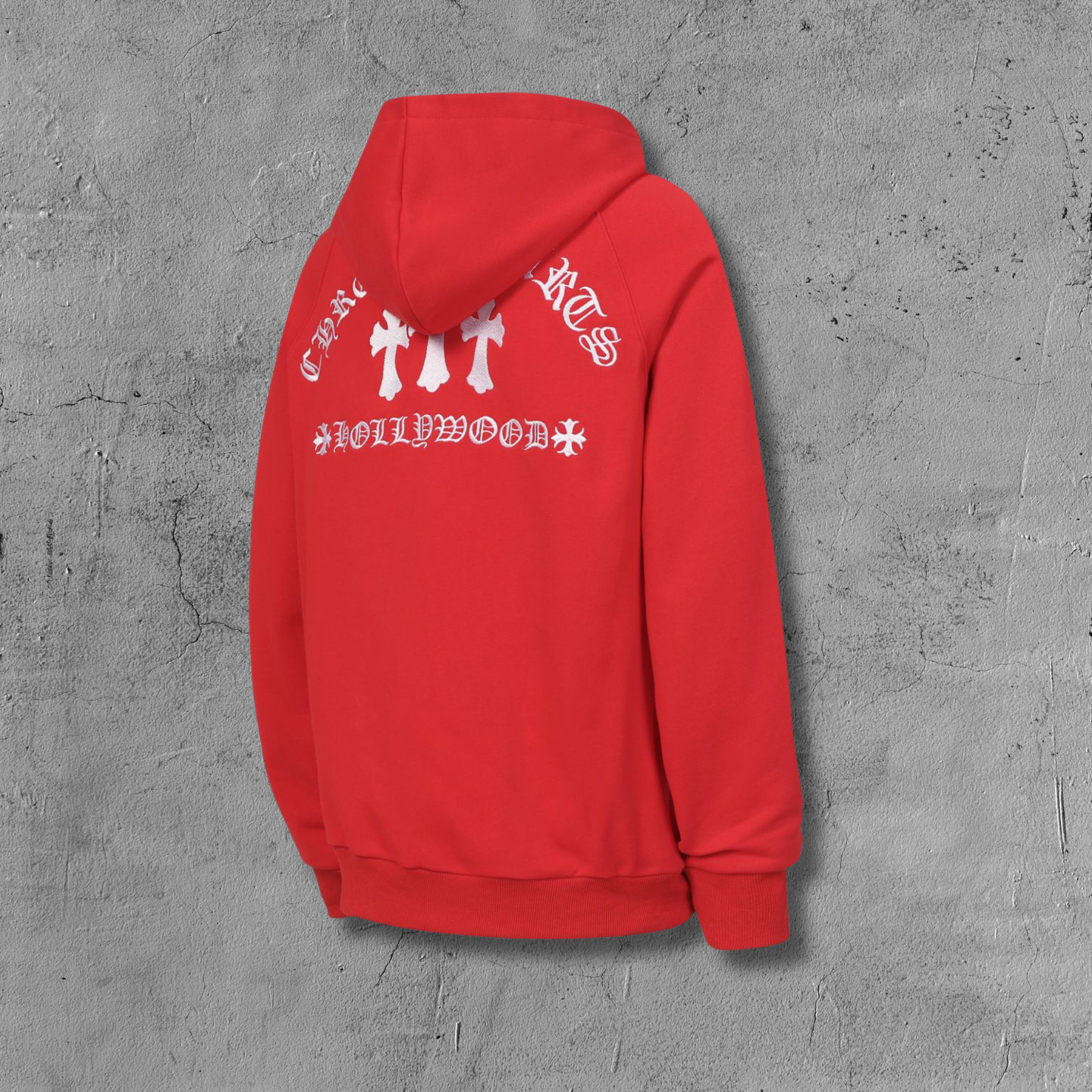 Hollywood White Triple Cross Red Full Zip Hoodie™