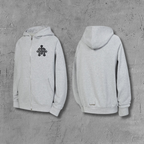 Leather Black Triple Cross Grey Full Zip Hoodie™