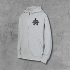 Leather Black Triple Cross Grey Full Zip Hoodie™