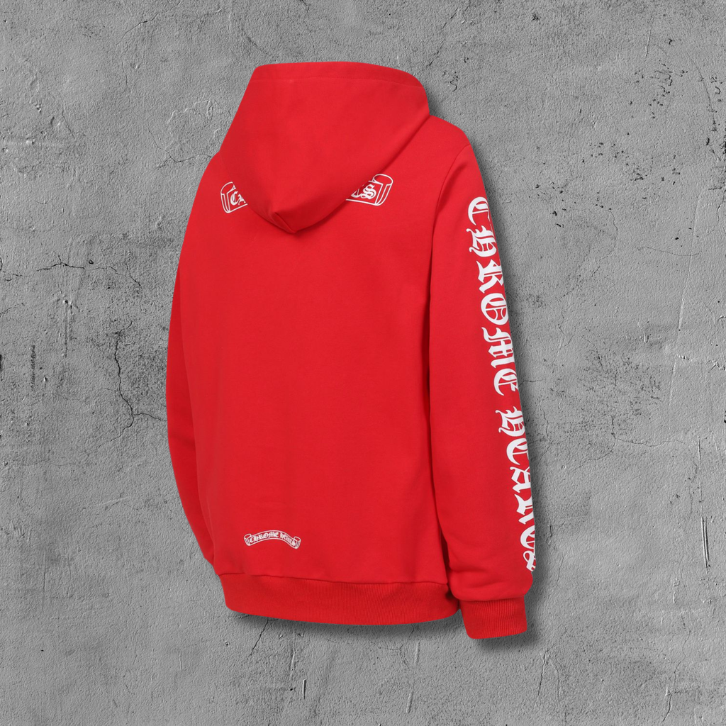 White Typography Logo Red Hoodie™