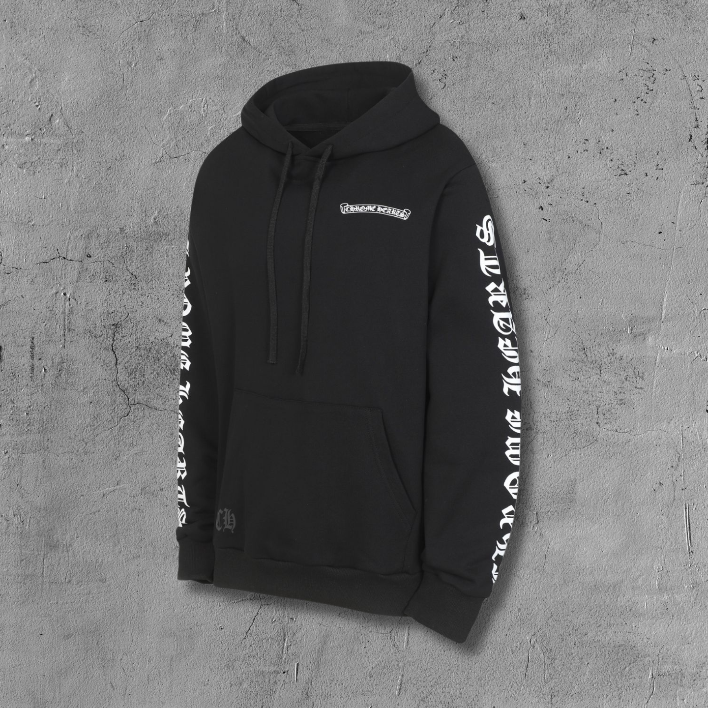White Typography Logo Black Hoodie™