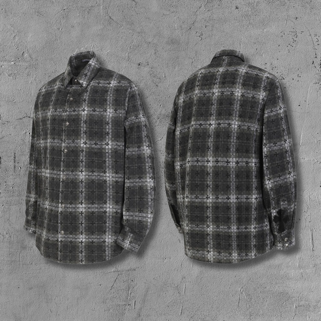 Flower Cross Pattern Dark Grey Flannel™