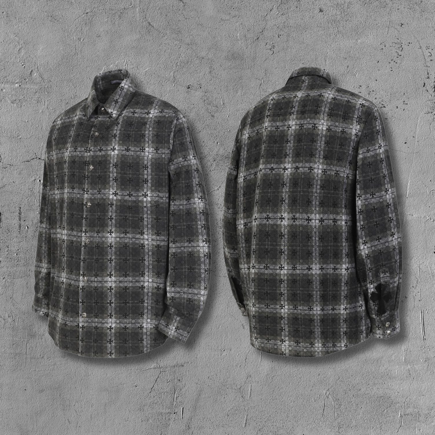 Flower Cross Pattern Dark Grey Flannel™