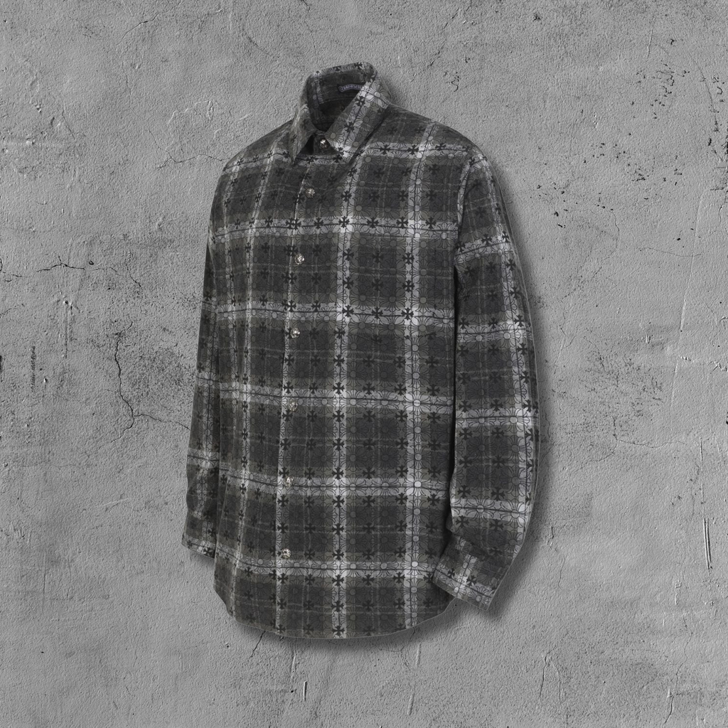 Flower Cross Pattern Dark Grey Flannel™