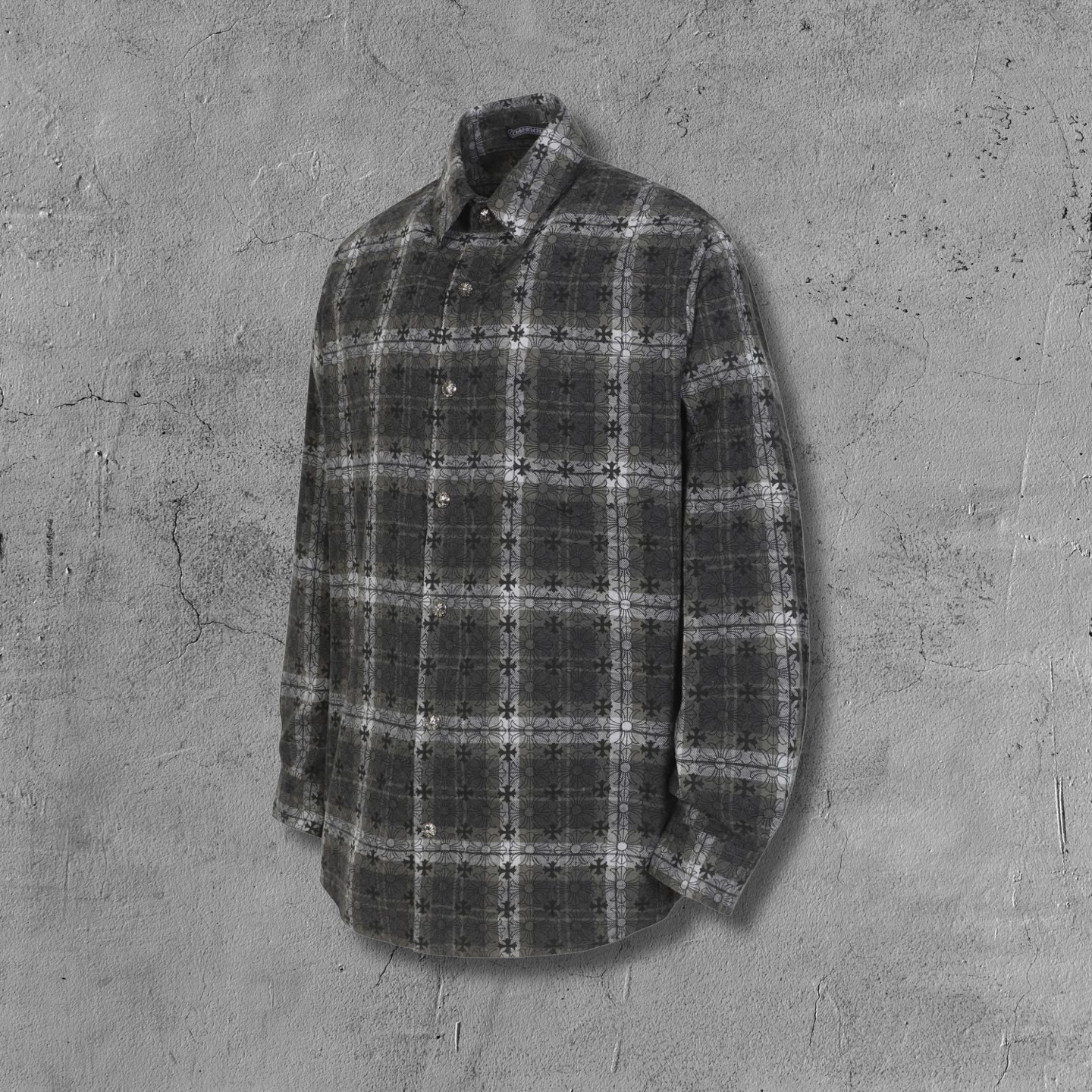 Flower Cross Pattern Dark Grey Flannel™