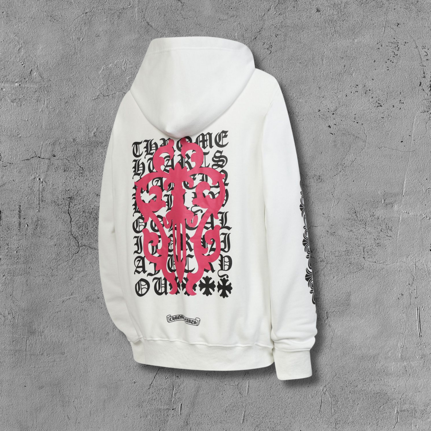 Pink Dagger Crest White Full Zip Hoodie™