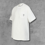 Typography Collar & Horse Shoe Logo White T-Shirt™