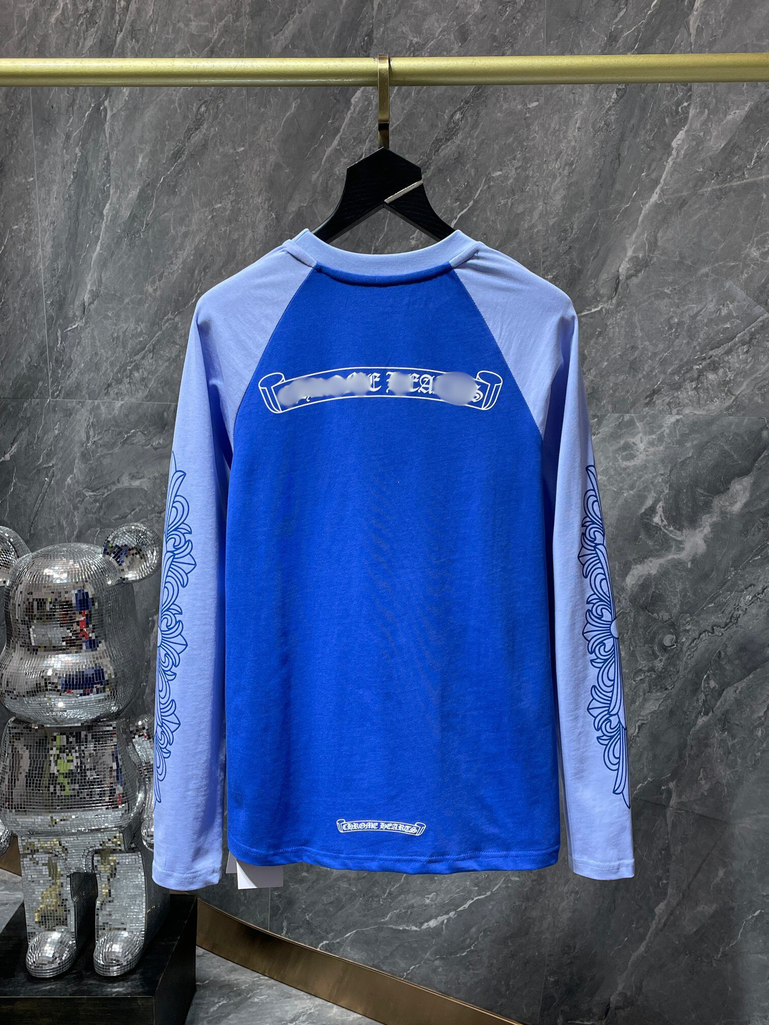 White Typography Logo Two Blue Long Sleeve™