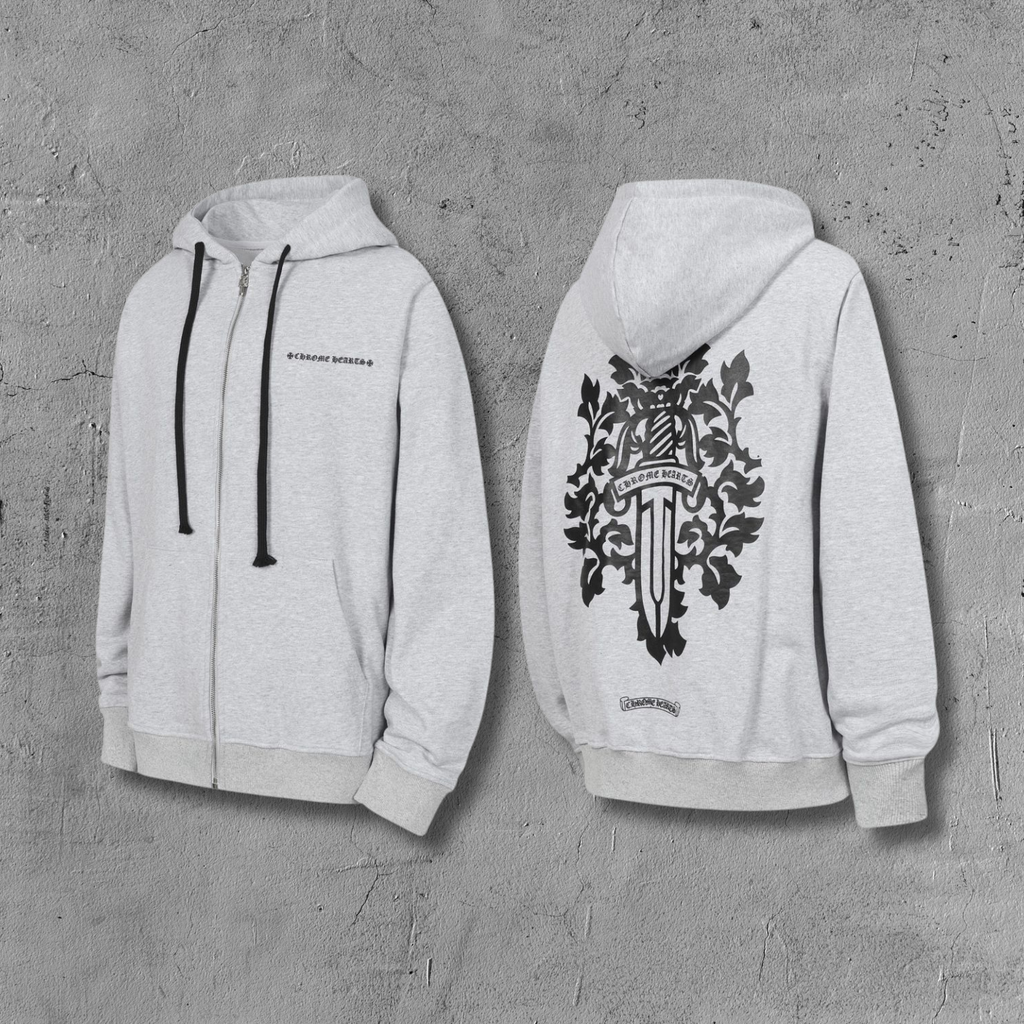 Dagger Emblem Full Zip Grey Hoodie™