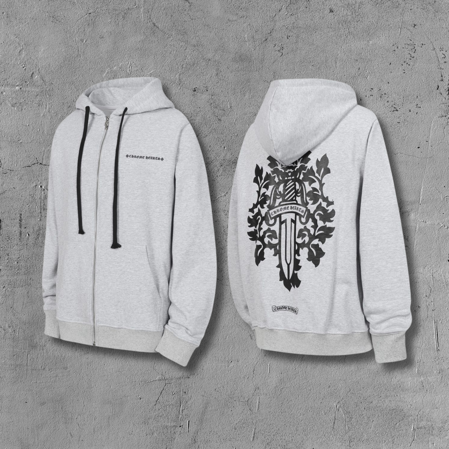 Dagger Emblem Full Zip Grey Hoodie™