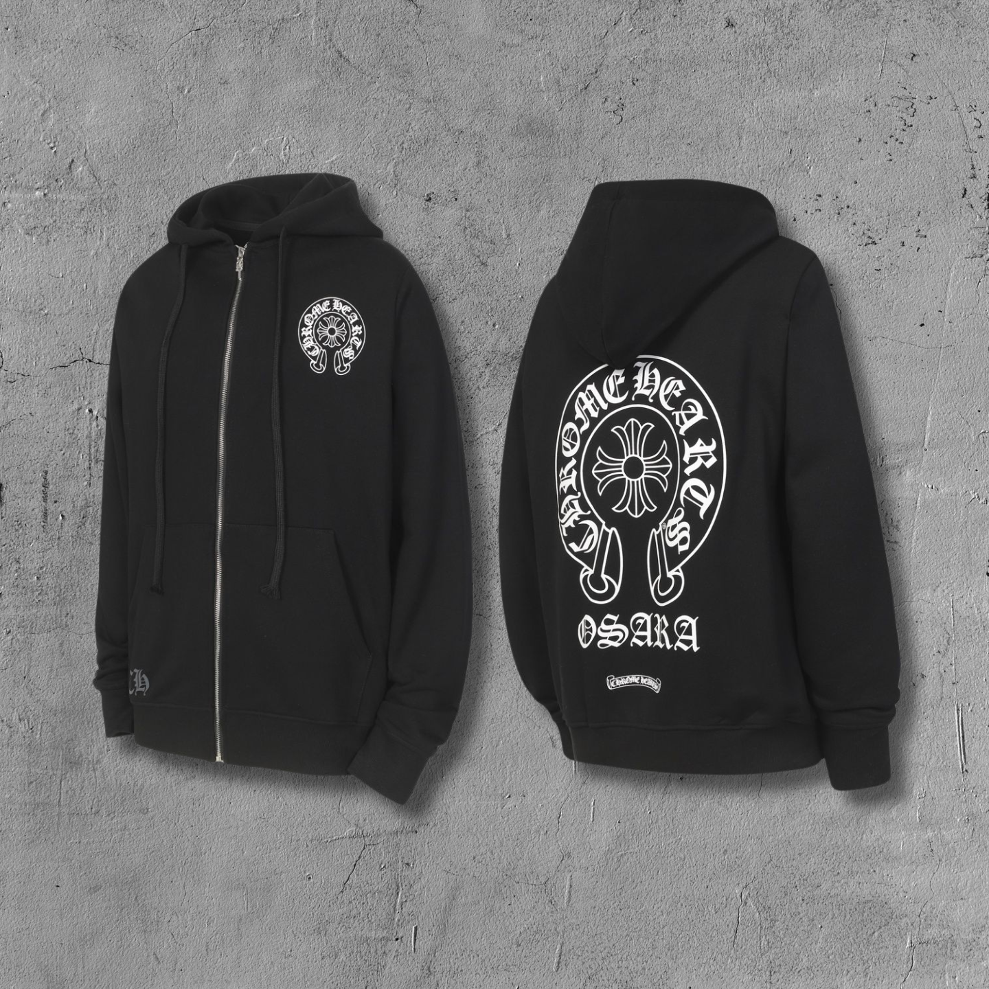 Horse Shoe Logo Osaka Full Zip Black Hoodie™