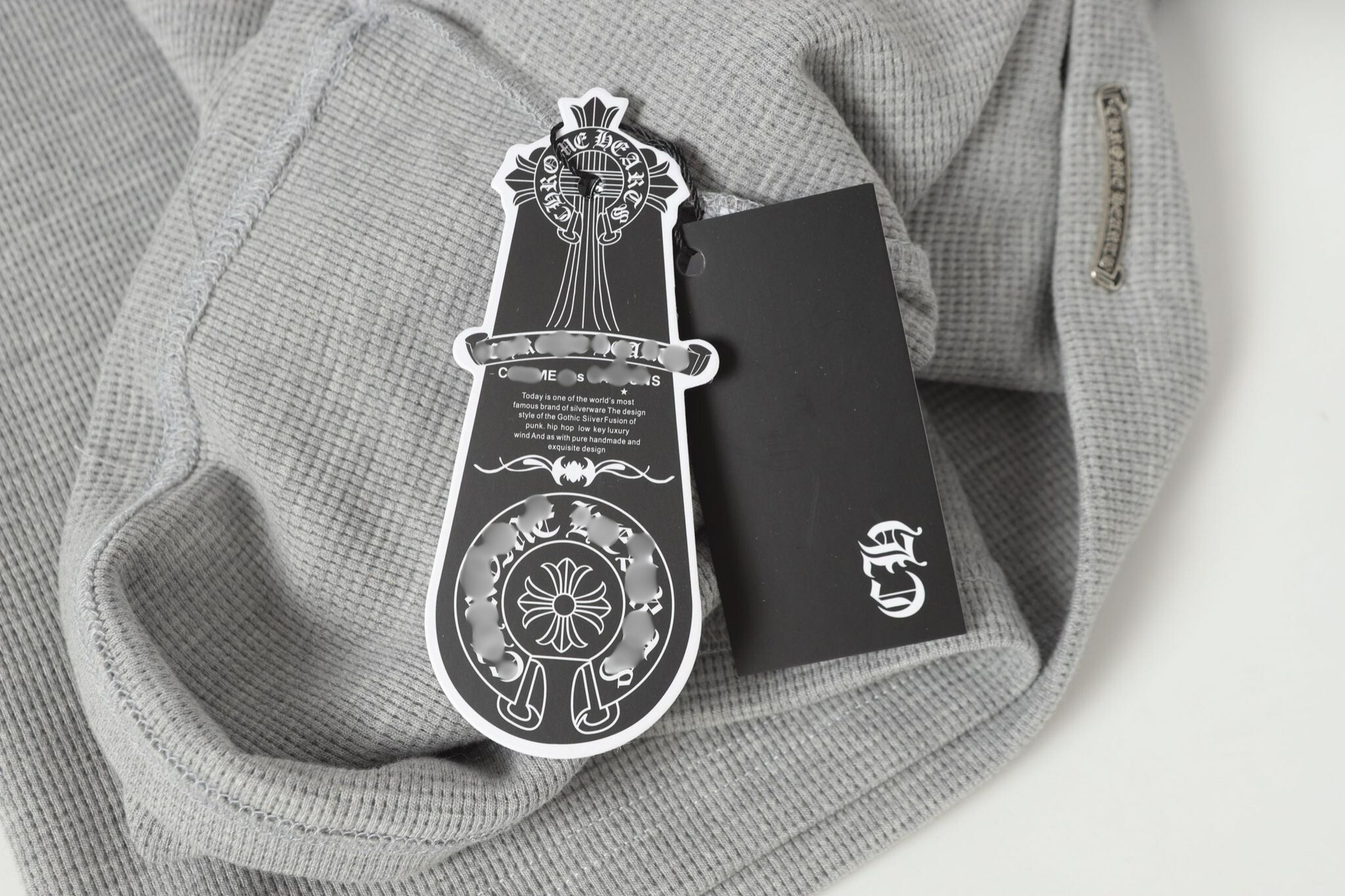 Double Black Leather Cross Grey Woven Long Sleeve™