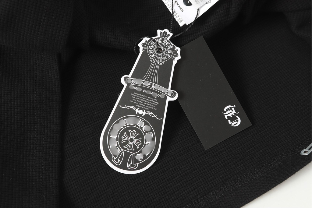 Double Black Leather Cross Black Woven Long Sleeve™