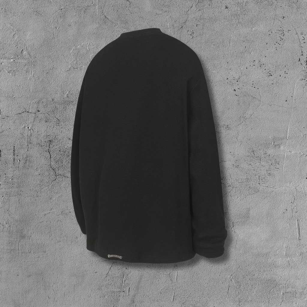 Double Black Leather Cross Black Woven Long Sleeve™
