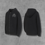 Triple Leather Cross Black Wool Full Zip Hoodie™