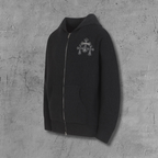 Triple Leather Cross Black Wool Full Zip Hoodie™