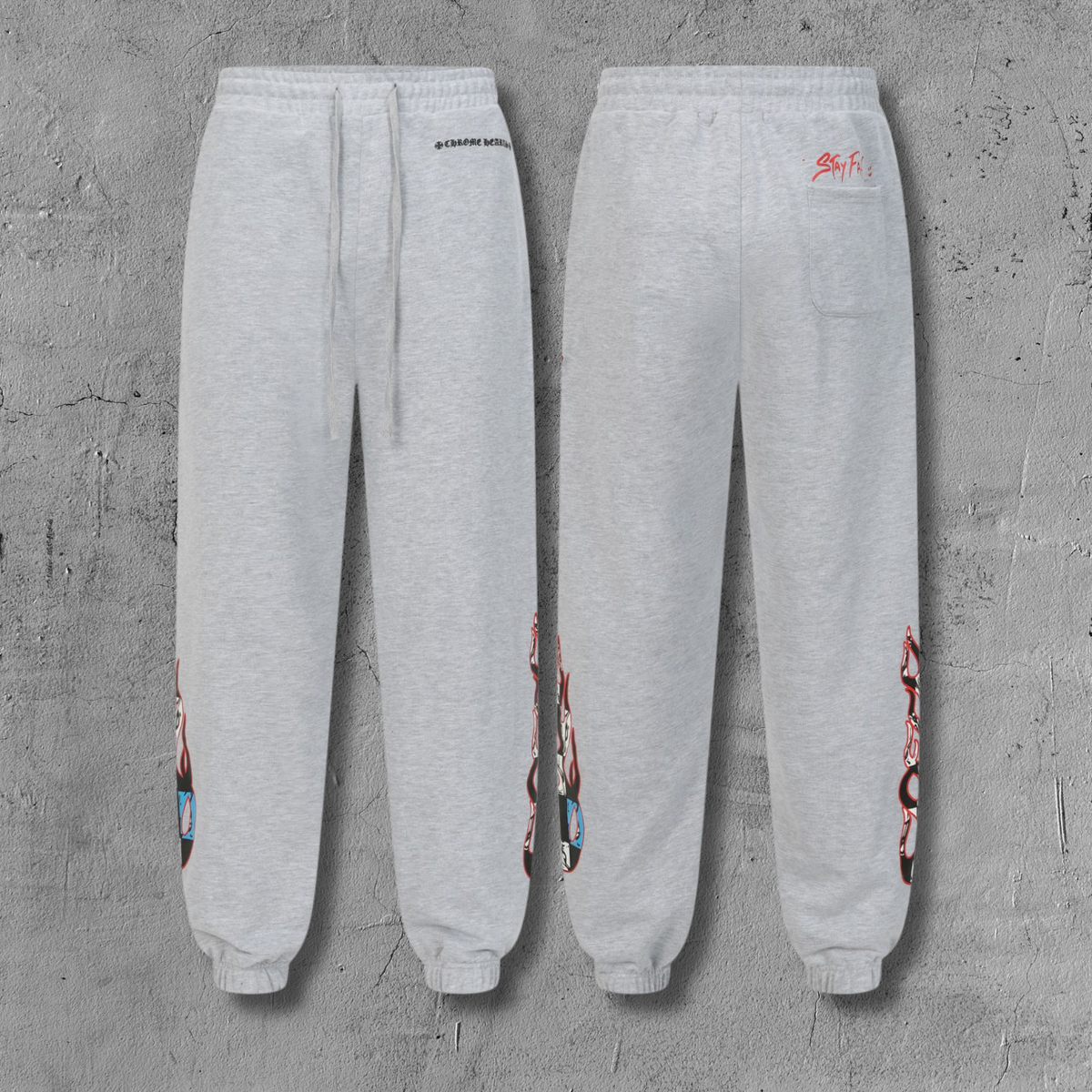 M-Boy Flames Grey Sweatpants™