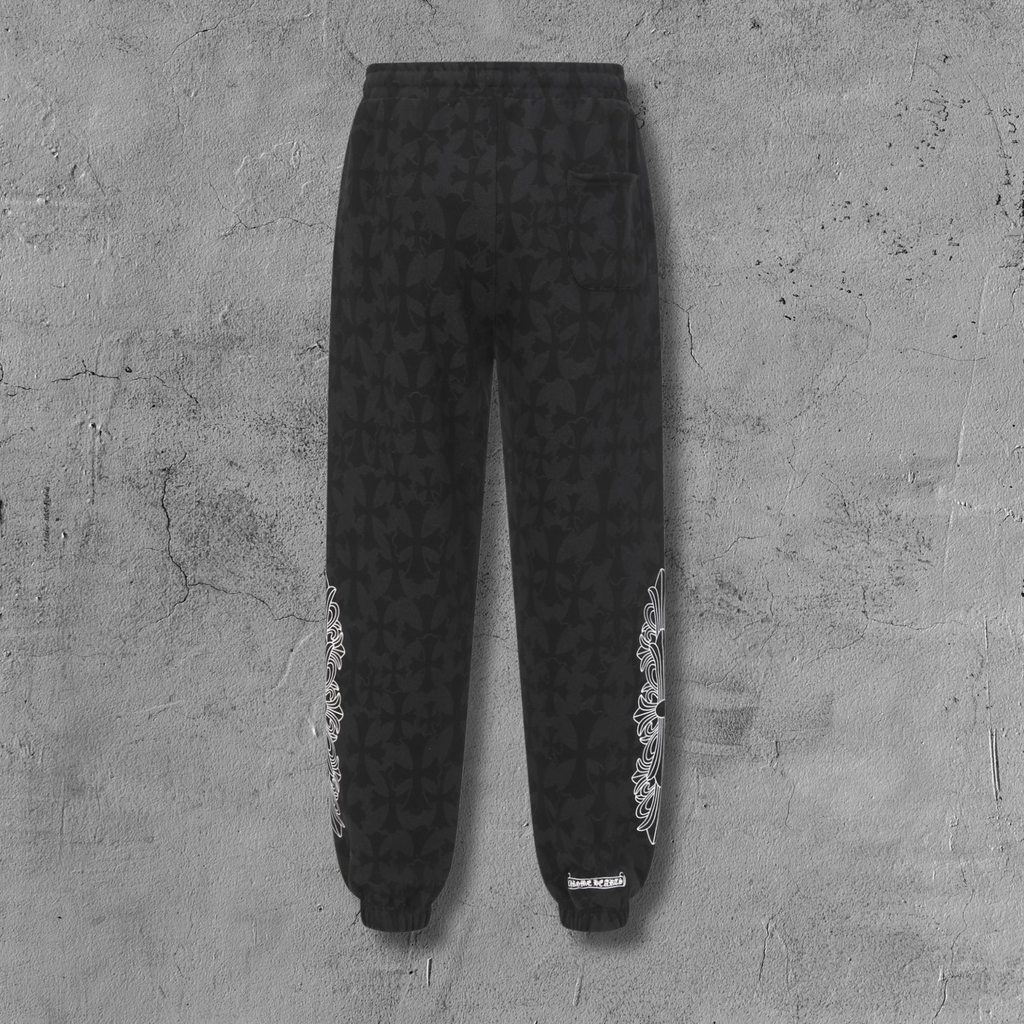 Black Cross Pattern Black Sweatpants™