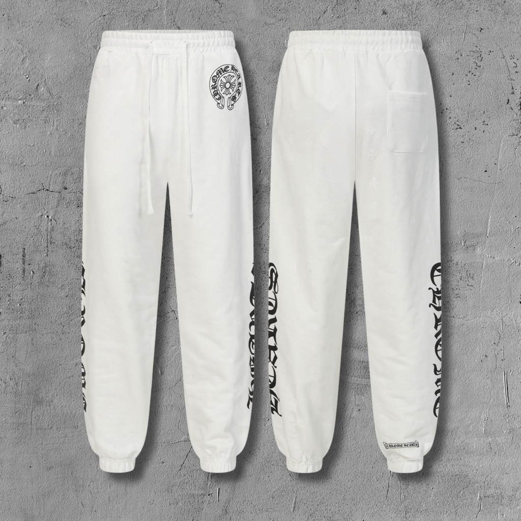 Flower Cross Pattern White Sweatpants™
