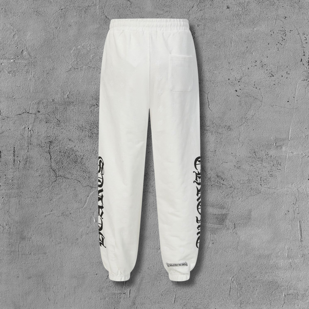 Flower Cross Pattern White Sweatpants™